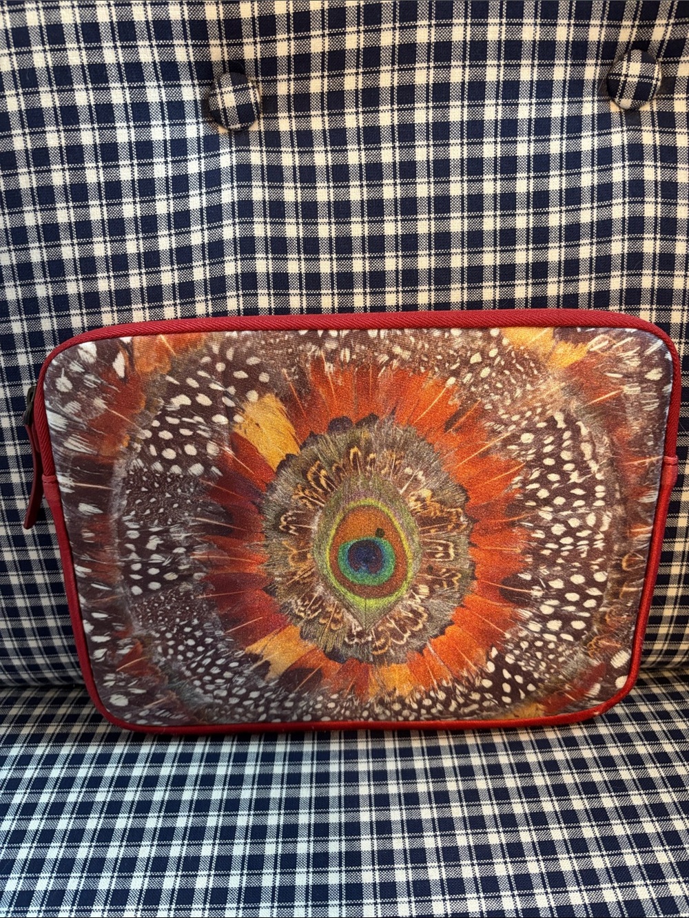 Lucky Brand Red peacock feather iPad case